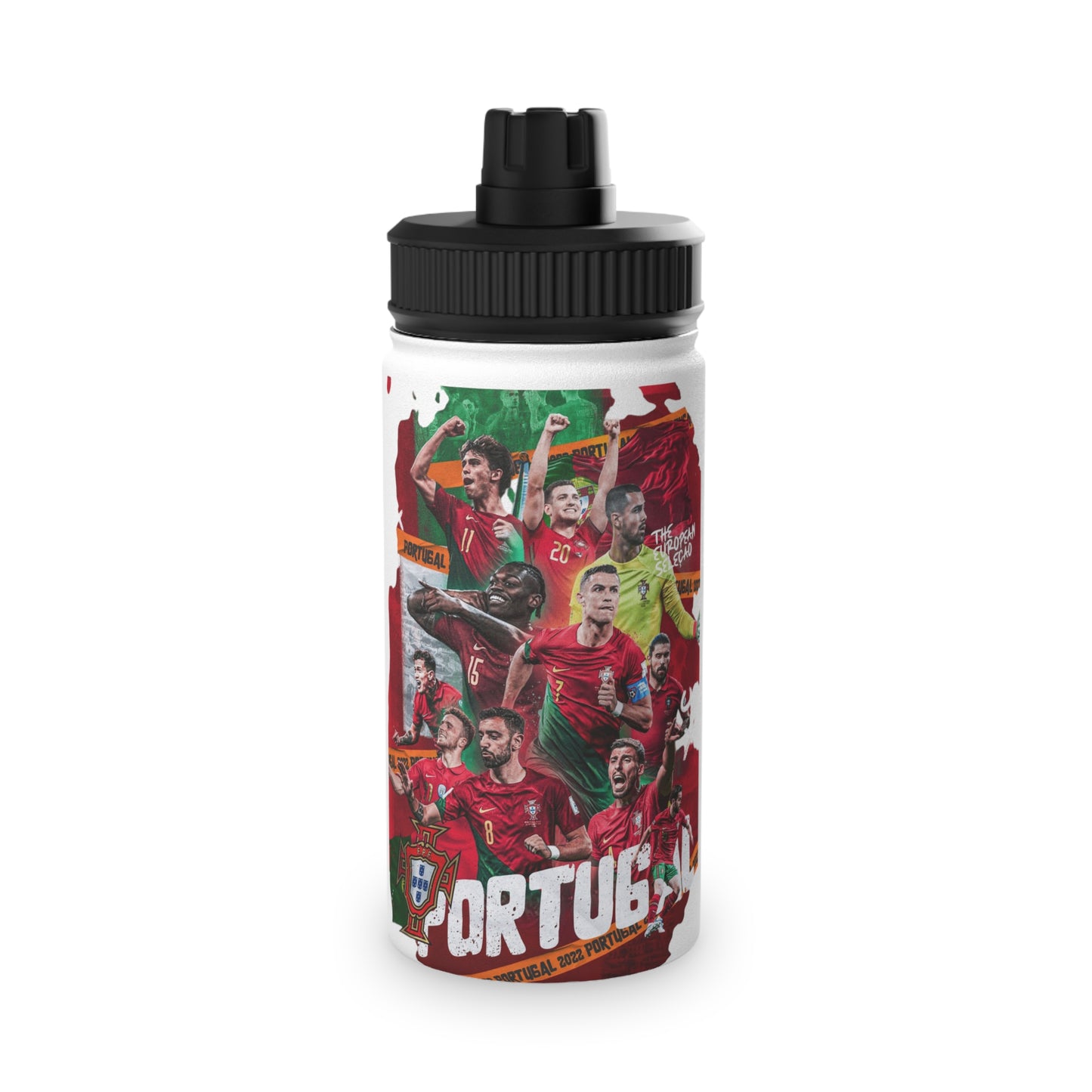 Portugal Soccer Team Stainless Steel Water Bottle — Sports Lid, Fan Travel Bottle
