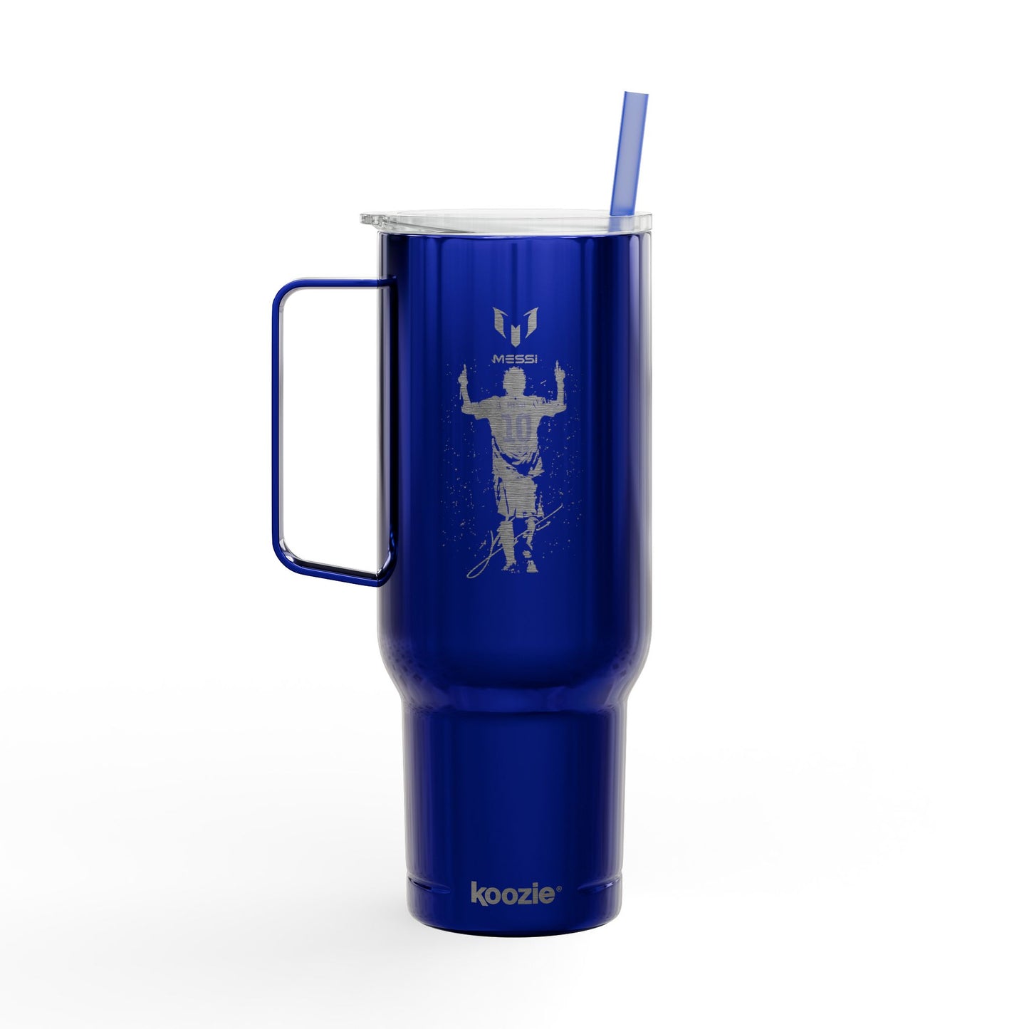 40oz Engraved Sports Tumbler — Soccer Player Silhouette Stainless Travel Mug with Lid & Straw
