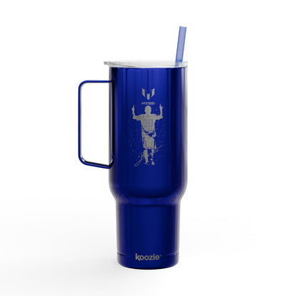 40oz Engraved Sports Tumbler — Soccer Player Silhouette Stainless Travel Mug with Lid & Straw