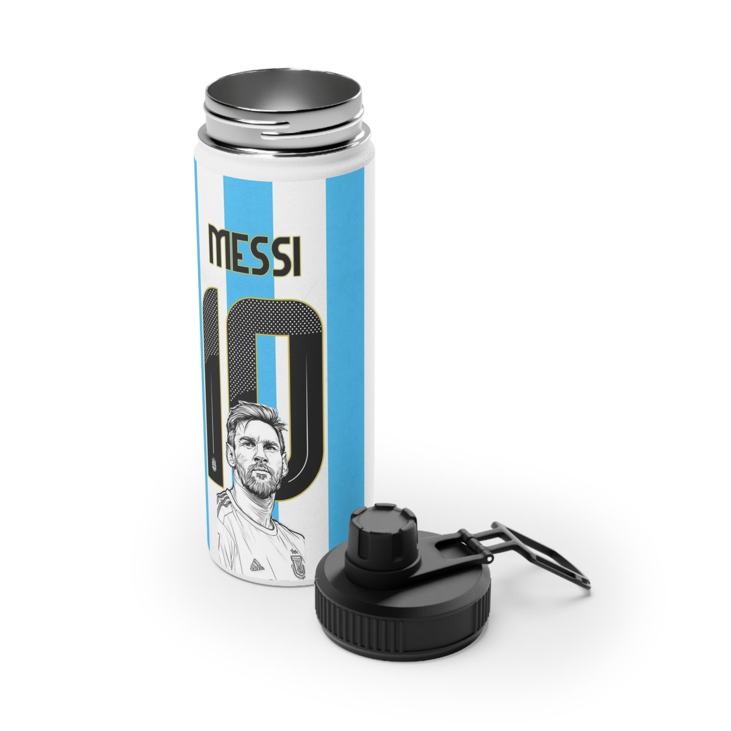 Lionel Messi #10 Argentina Stainless Steel Sports Water Bottle
