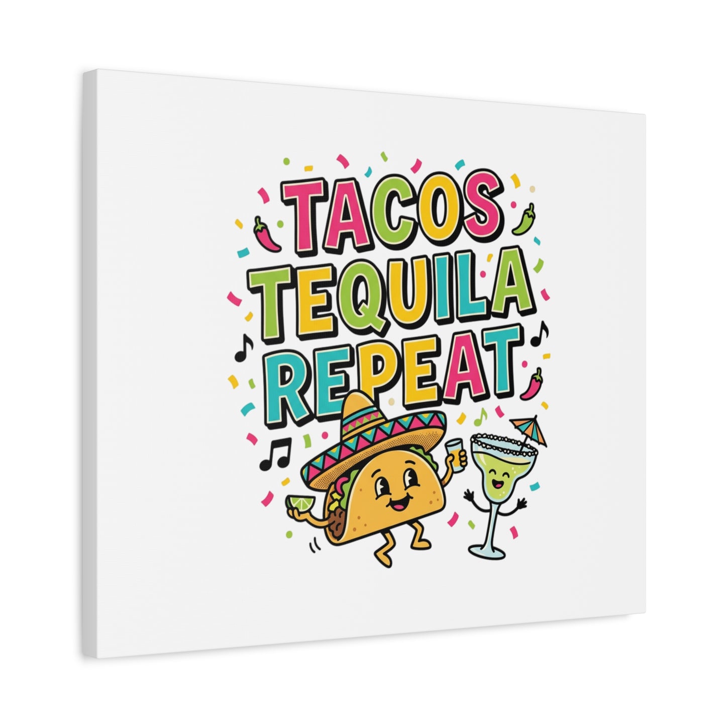 Tacos Tequila Repeat Canvas | Cinco de Mayo party wall art