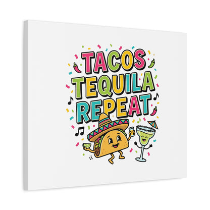 Tacos Tequila Repeat Canvas | Cinco de Mayo party wall art