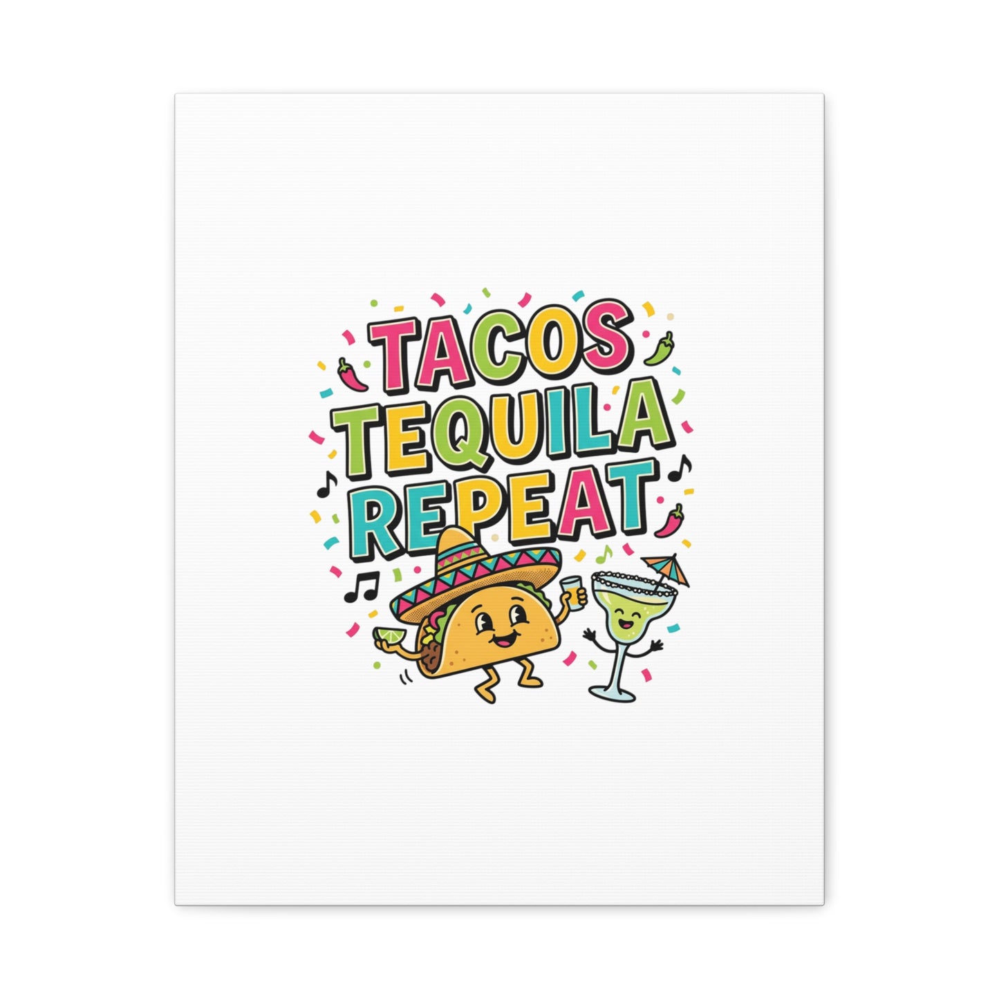 Tacos Tequila Repeat Canvas | Cinco de Mayo party wall art