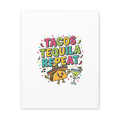 Tacos Tequila Repeat Canvas | Cinco de Mayo party wall art