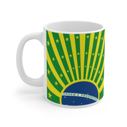 Brazil Flag Coffee Mug - Ordem e Progresso 11oz