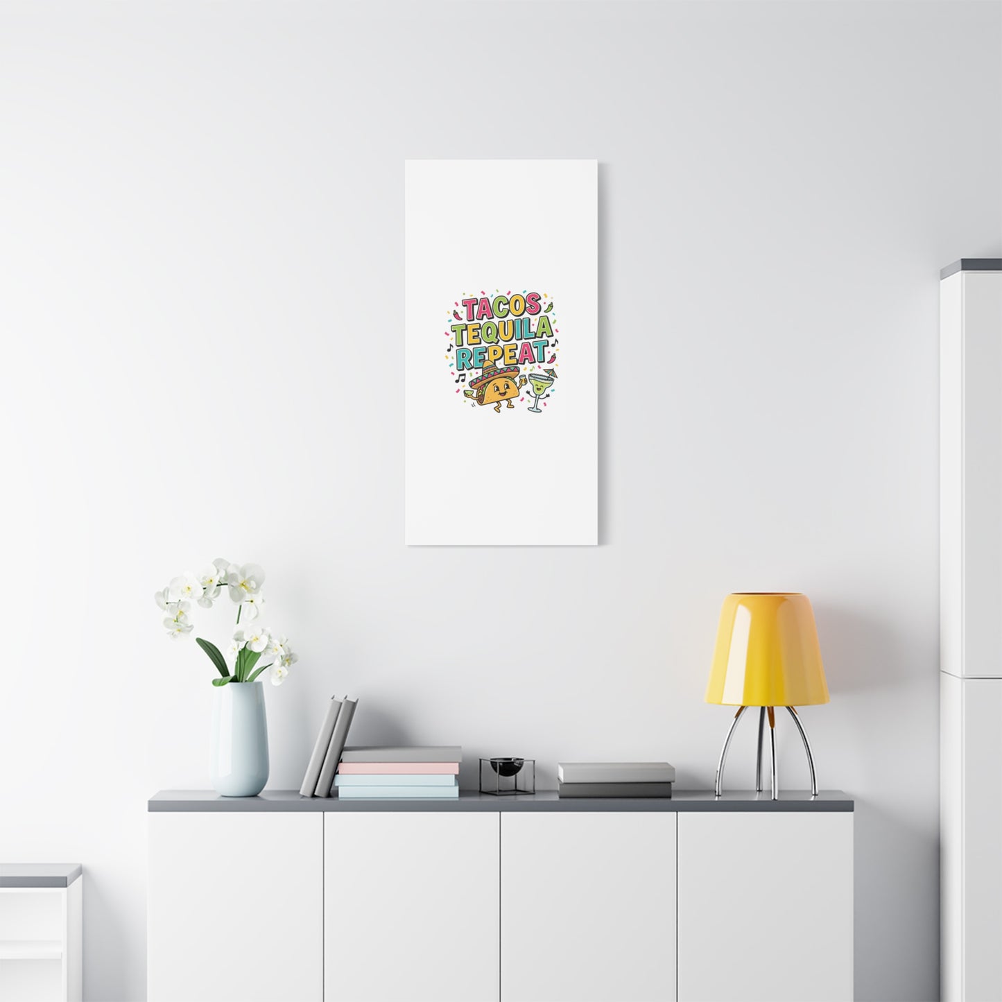 Tacos Tequila Repeat Canvas | Cinco de Mayo party wall art