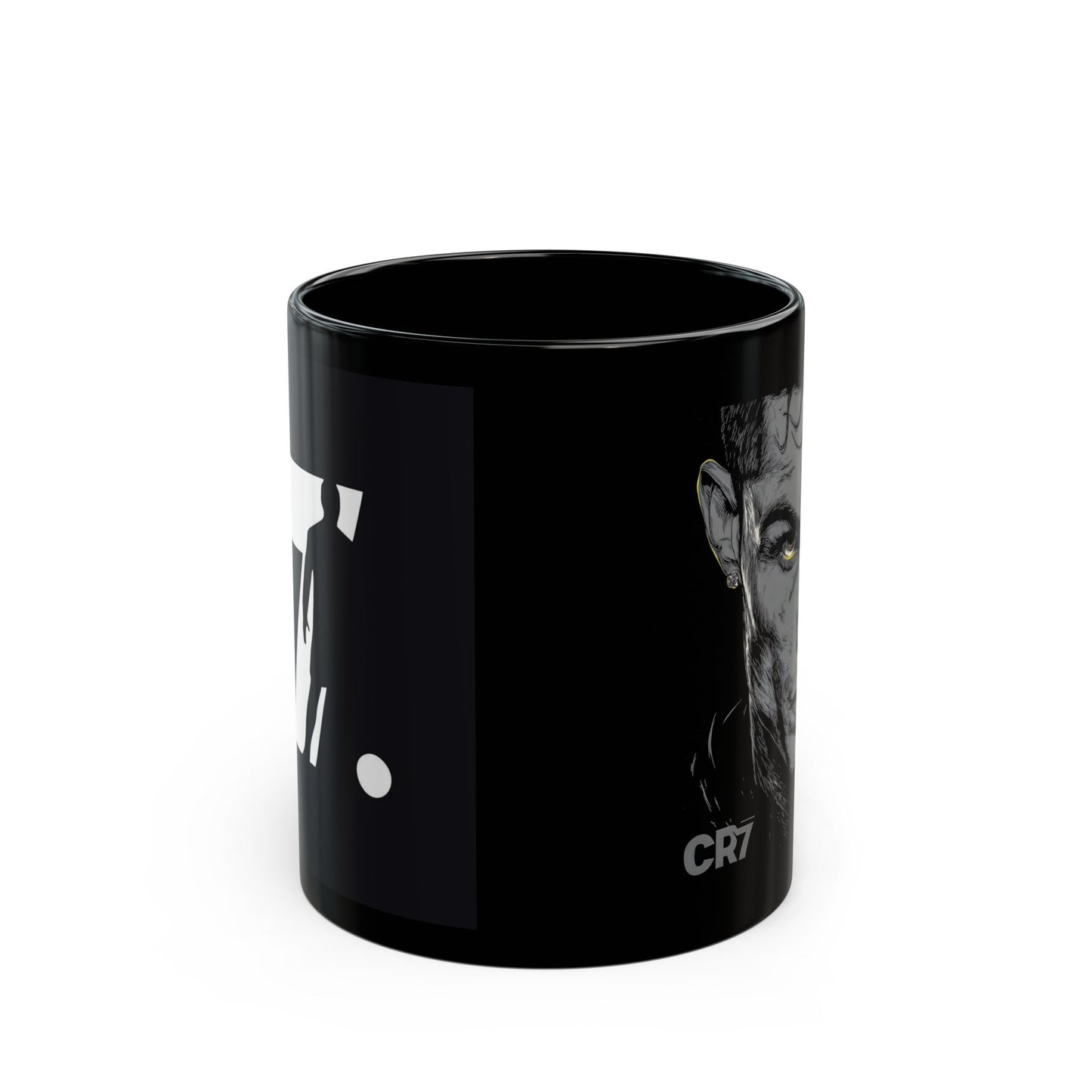 CR7 Ronaldo Black Ceramic Mug – Portrait Coffee Cup (11oz/15oz)