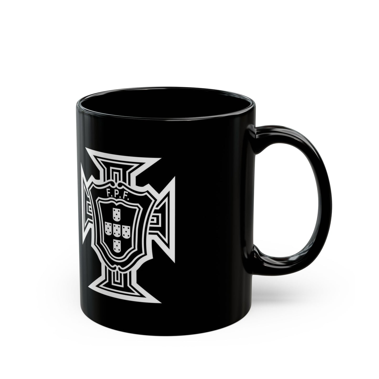 Portugal Football Crest Black Mug — Portuguese Soccer Fan Coffee Cup (11oz/15oz)