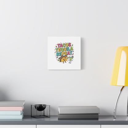 Tacos Tequila Repeat Canvas | Cinco de Mayo party wall art