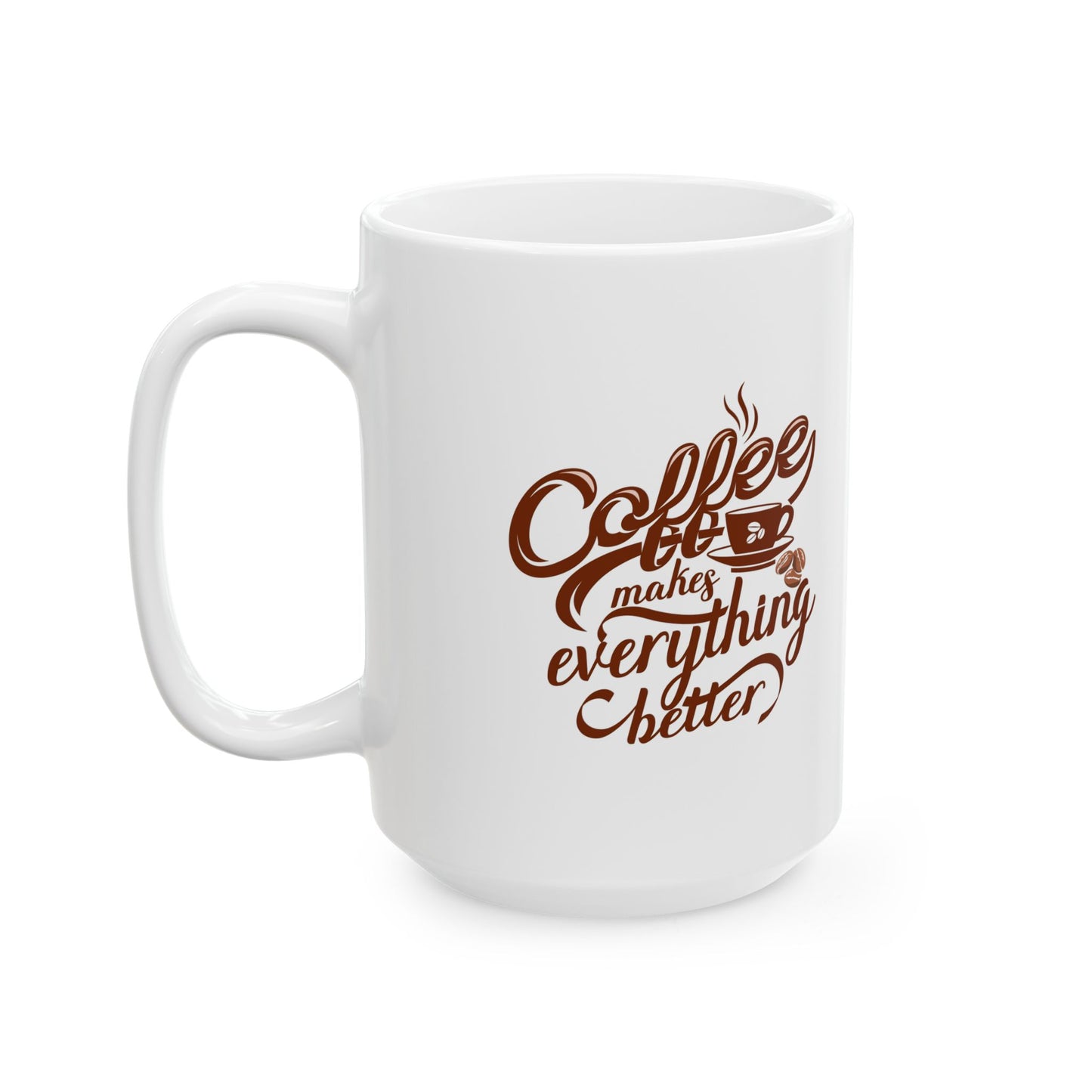 Coffee Everything Mug – Retro Brown Script Ceramic Coffee Cup (11oz & 15oz)