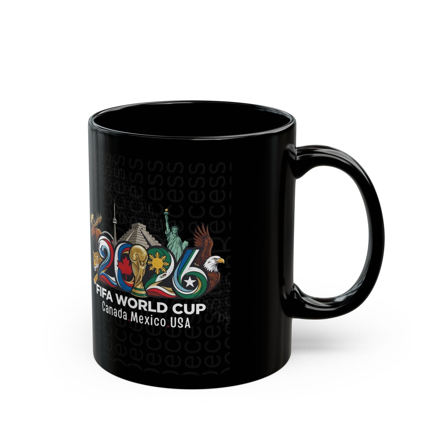 2006 FIFA World Cup Black Coffee Mug — Canada Mexico USA Souvenir (11oz/15oz)