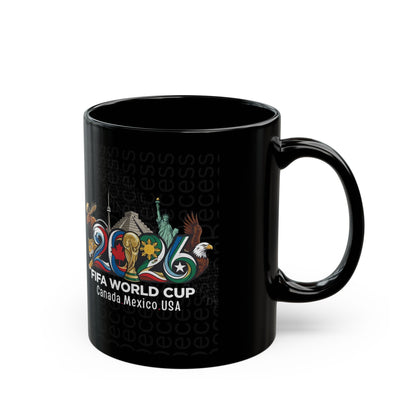 2006 FIFA World Cup Black Coffee Mug — Canada Mexico USA Souvenir (11oz/15oz)