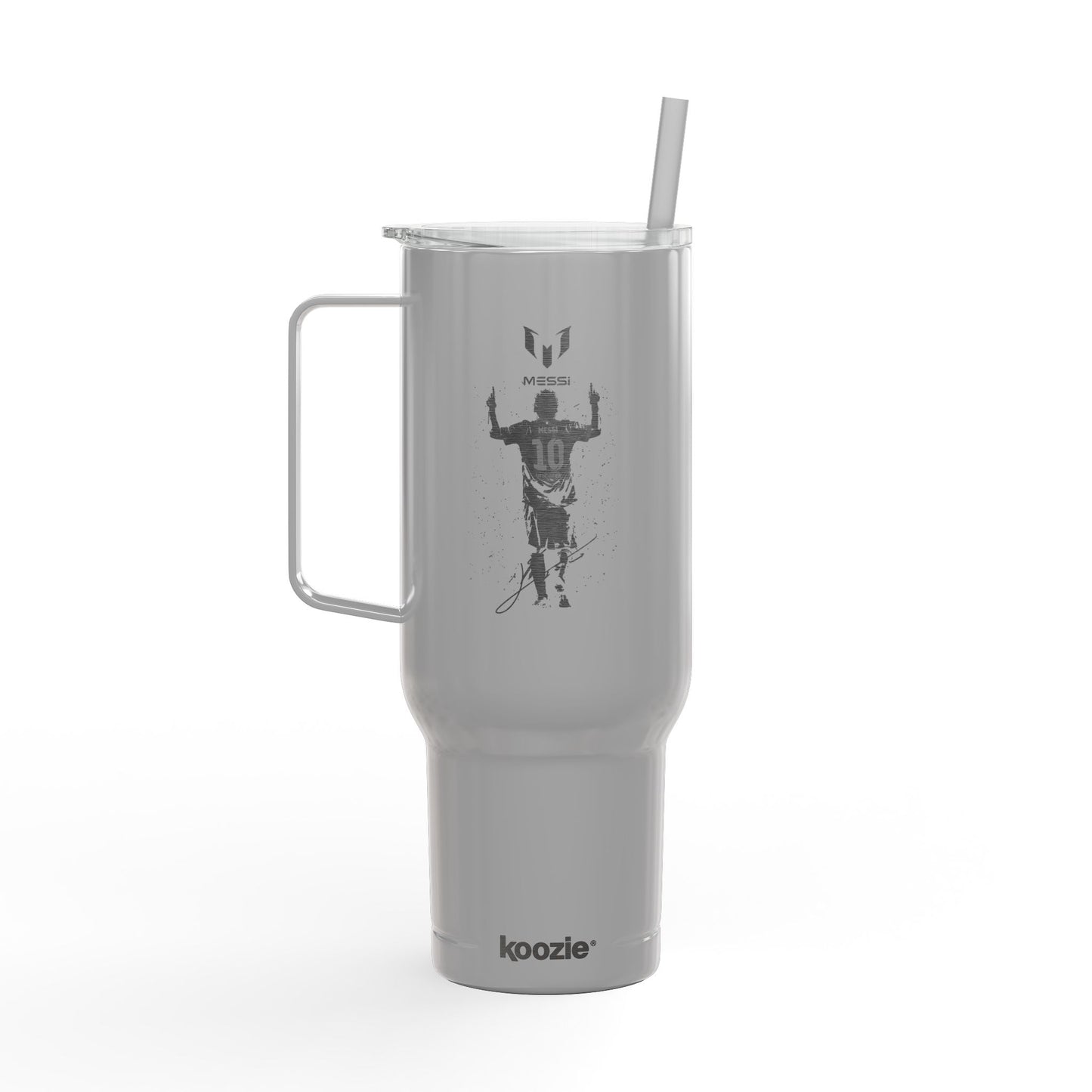 40oz Engraved Sports Tumbler — Soccer Player Silhouette Stainless Travel Mug with Lid & Straw