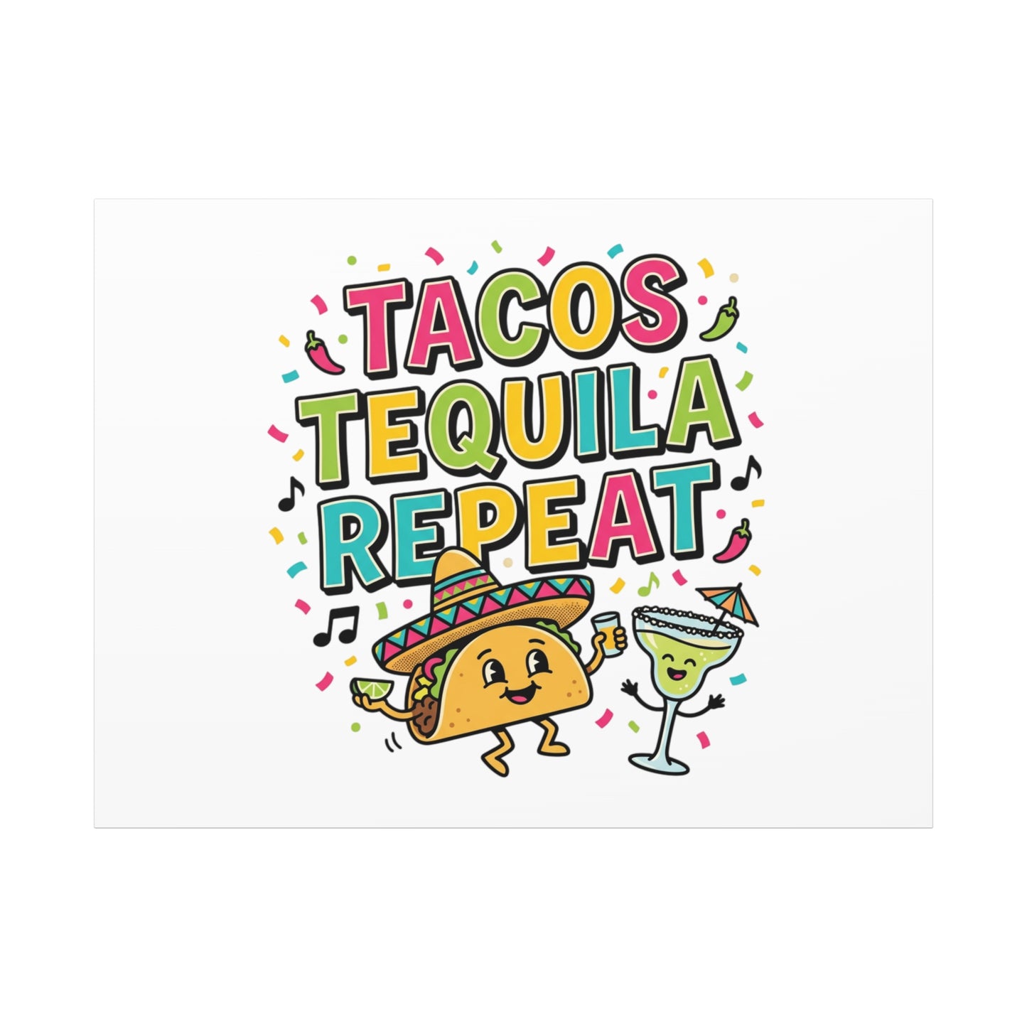 Tacos Tequila Repeat Canvas | Cinco de Mayo party wall art