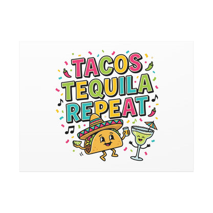 Tacos Tequila Repeat Canvas | Cinco de Mayo party wall art