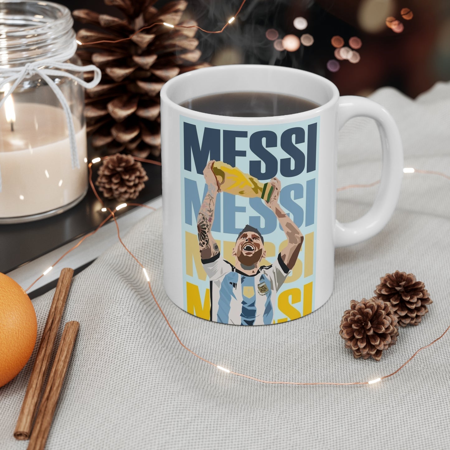 Messi World Cup Champion Mug — Lionel Messi Argentina Football Coffee Cup
