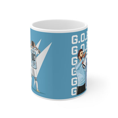 Soccer GOAT 11oz Mug — Light Blue Football Fan Gift (Messi #10 Style)