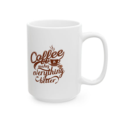 Coffee Everything Mug – Retro Brown Script Ceramic Coffee Cup (11oz & 15oz)