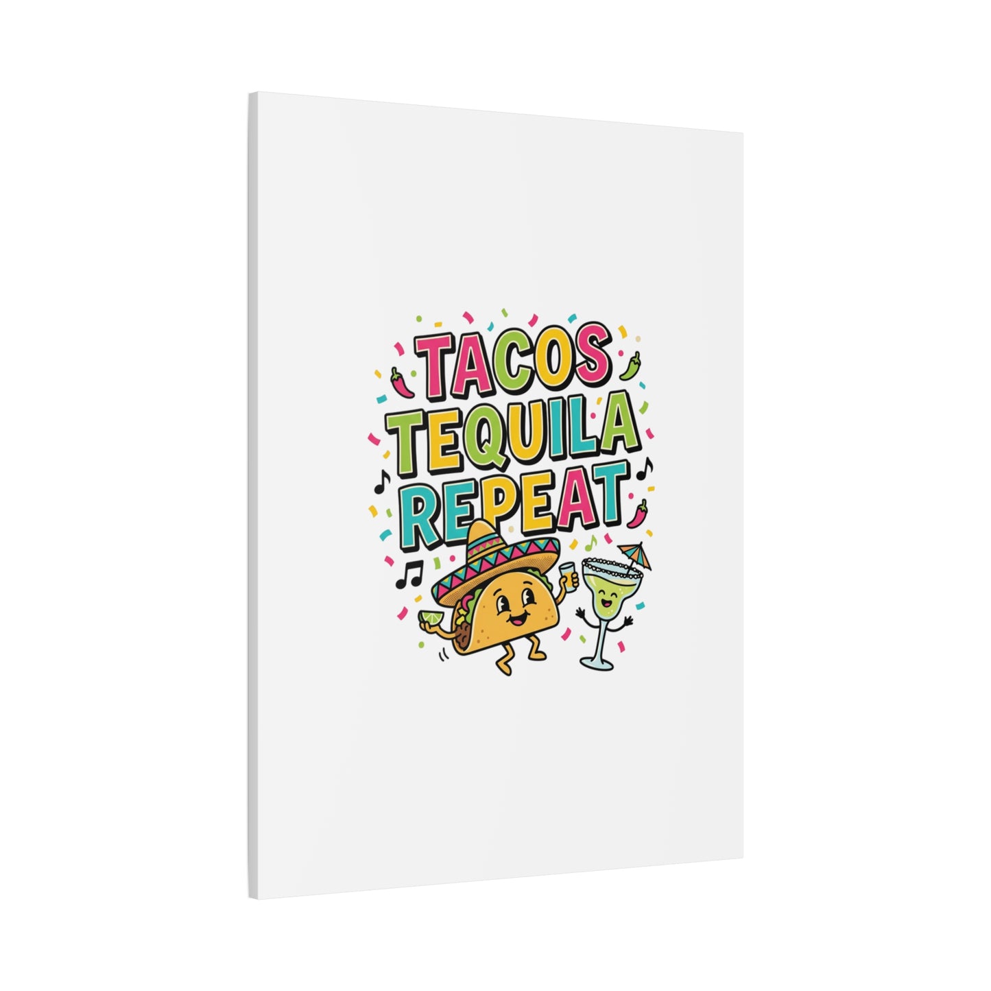 Tacos Tequila Repeat Canvas | Cinco de Mayo party wall art