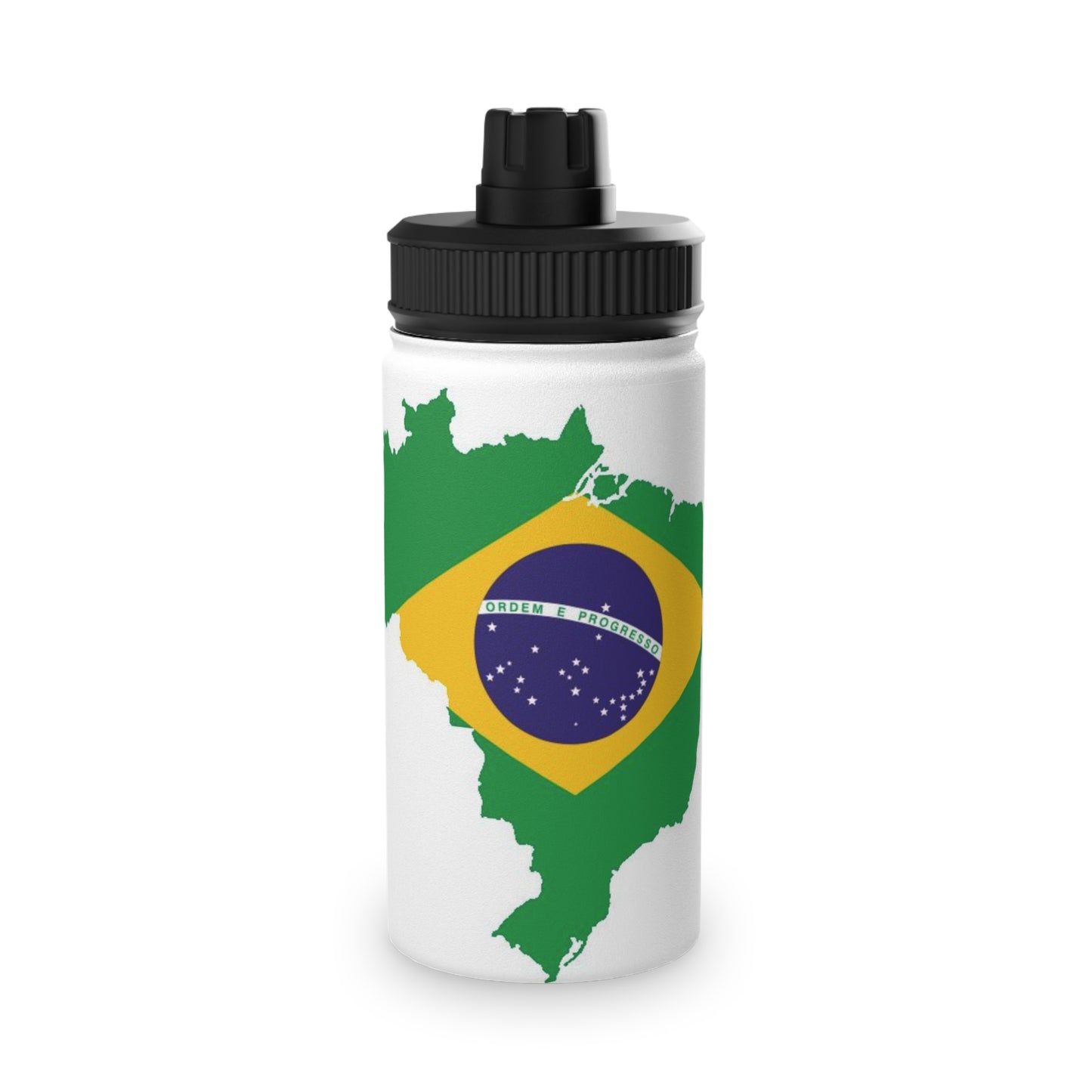 Brazil Flag Map Stainless Steel Water Bottle — Sports Lid
