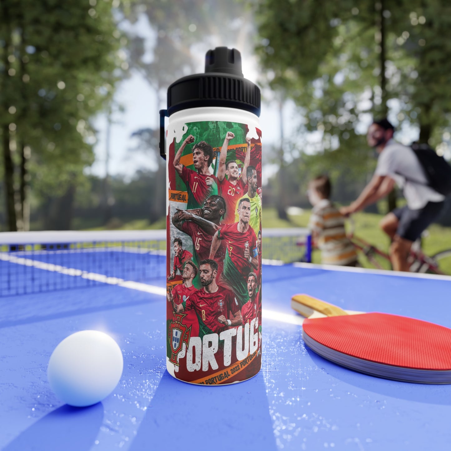 Portugal Soccer Team Stainless Steel Water Bottle — Sports Lid, Fan Travel Bottle