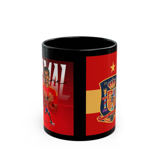 Spain Flag Coffee Mug — Spanish Crest 11oz/15oz Black Ceramic