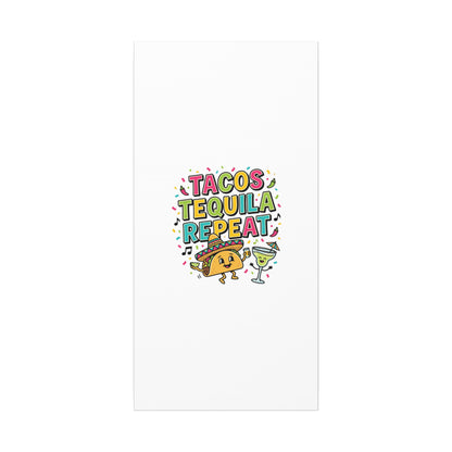 Tacos Tequila Repeat Canvas | Cinco de Mayo party wall art