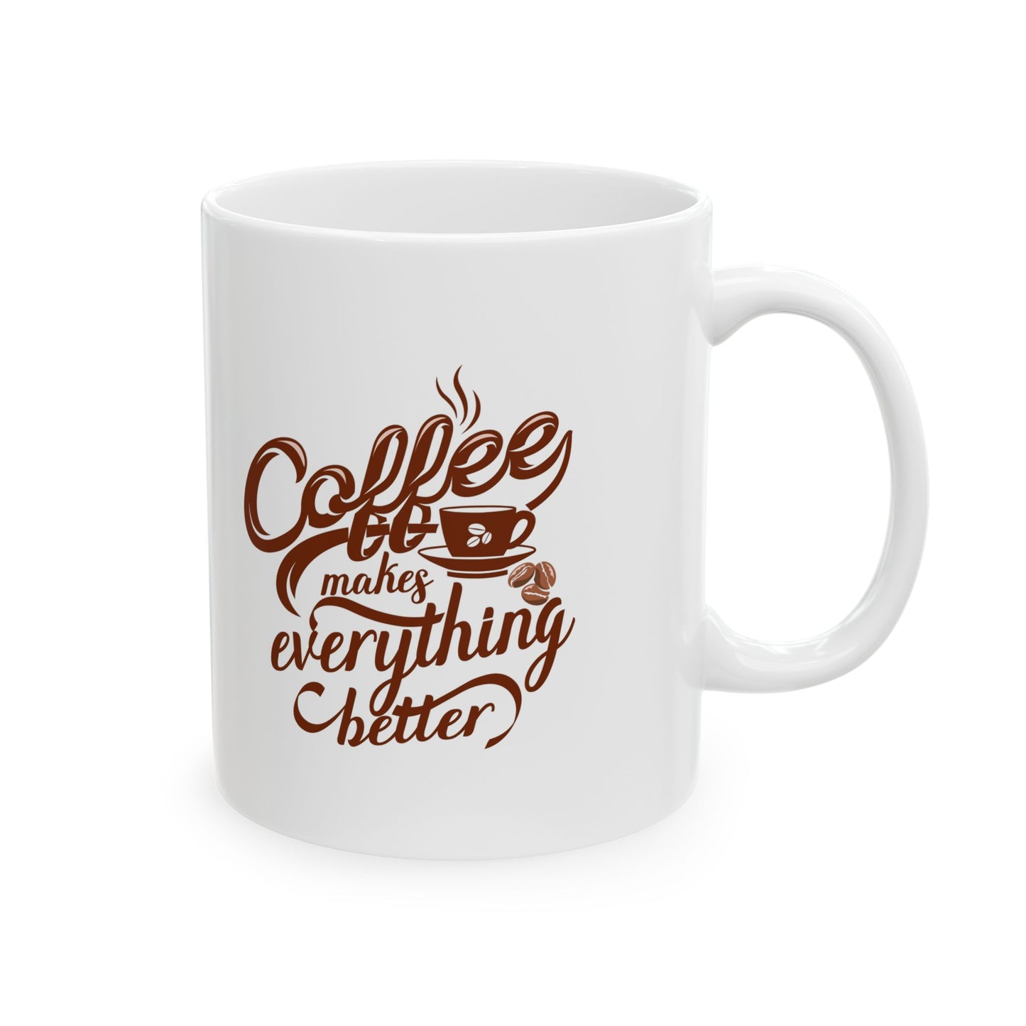 Coffee Everything Mug – Retro Brown Script Ceramic Coffee Cup (11oz & 15oz)
