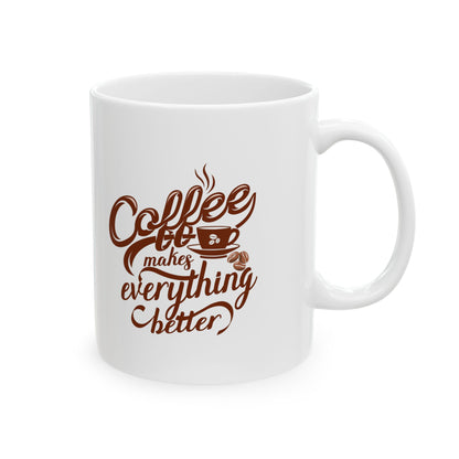 Coffee Everything Mug – Retro Brown Script Ceramic Coffee Cup (11oz & 15oz)