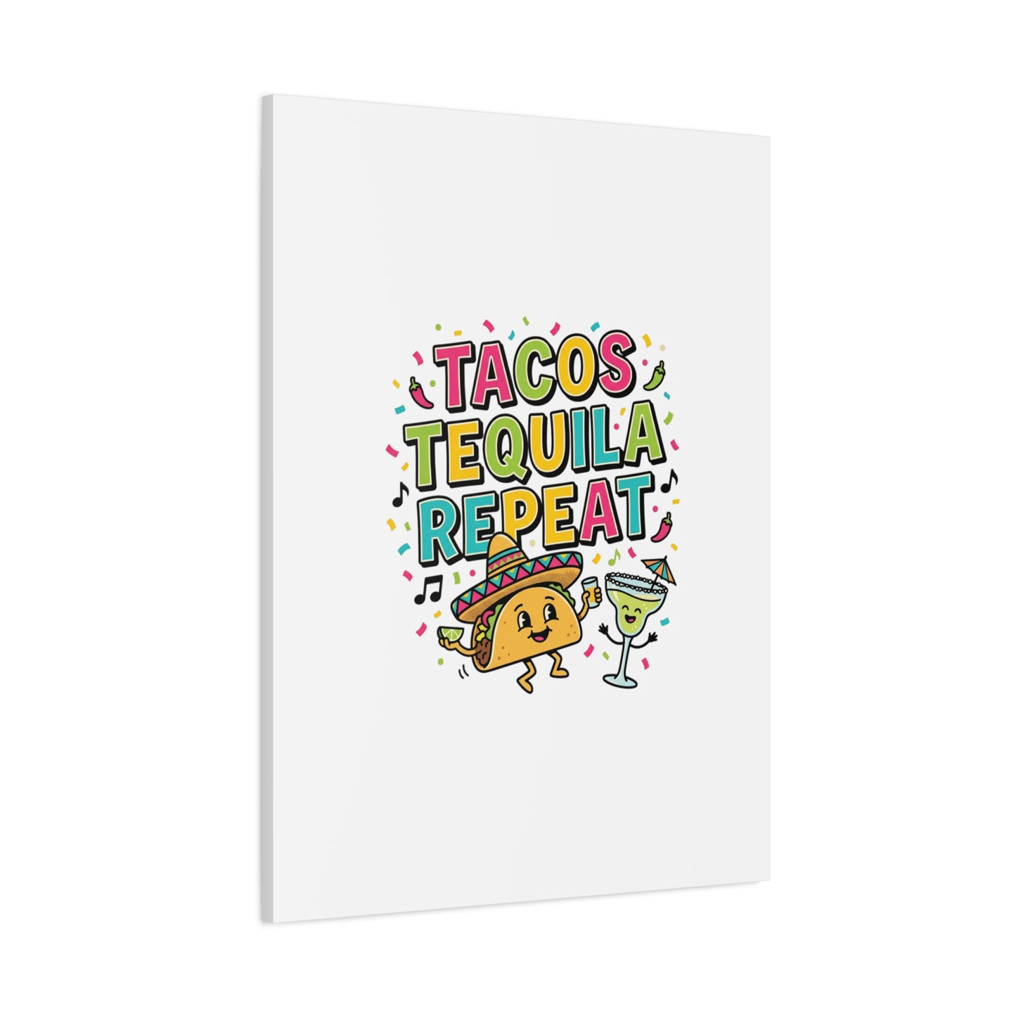 Tacos Tequila Repeat Canvas | Cinco de Mayo party wall art