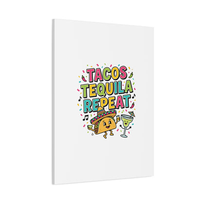 Tacos Tequila Repeat Canvas | Cinco de Mayo party wall art