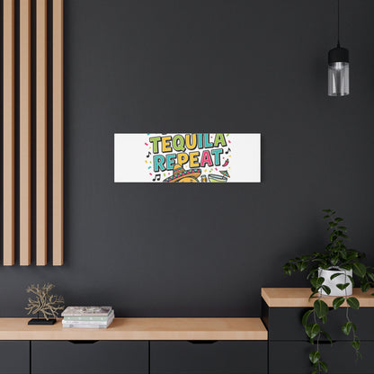 Tacos Tequila Repeat Canvas | Cinco de Mayo party wall art