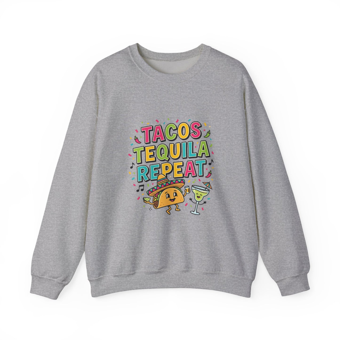 Tacos Tequila Repeat Sweatshirt | Cinco de Mayo, fiesta shirt