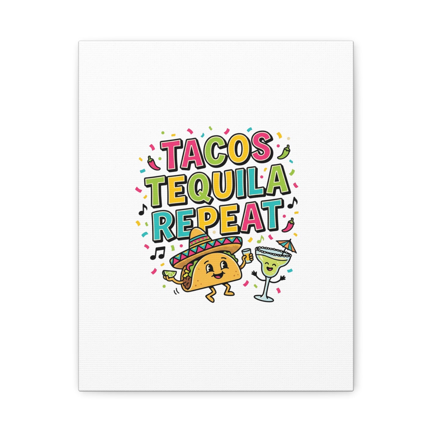 Tacos Tequila Repeat Canvas | Cinco de Mayo party wall art