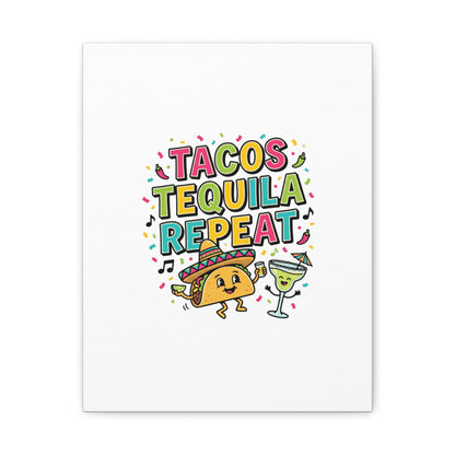 Tacos Tequila Repeat Canvas | Cinco de Mayo party wall art