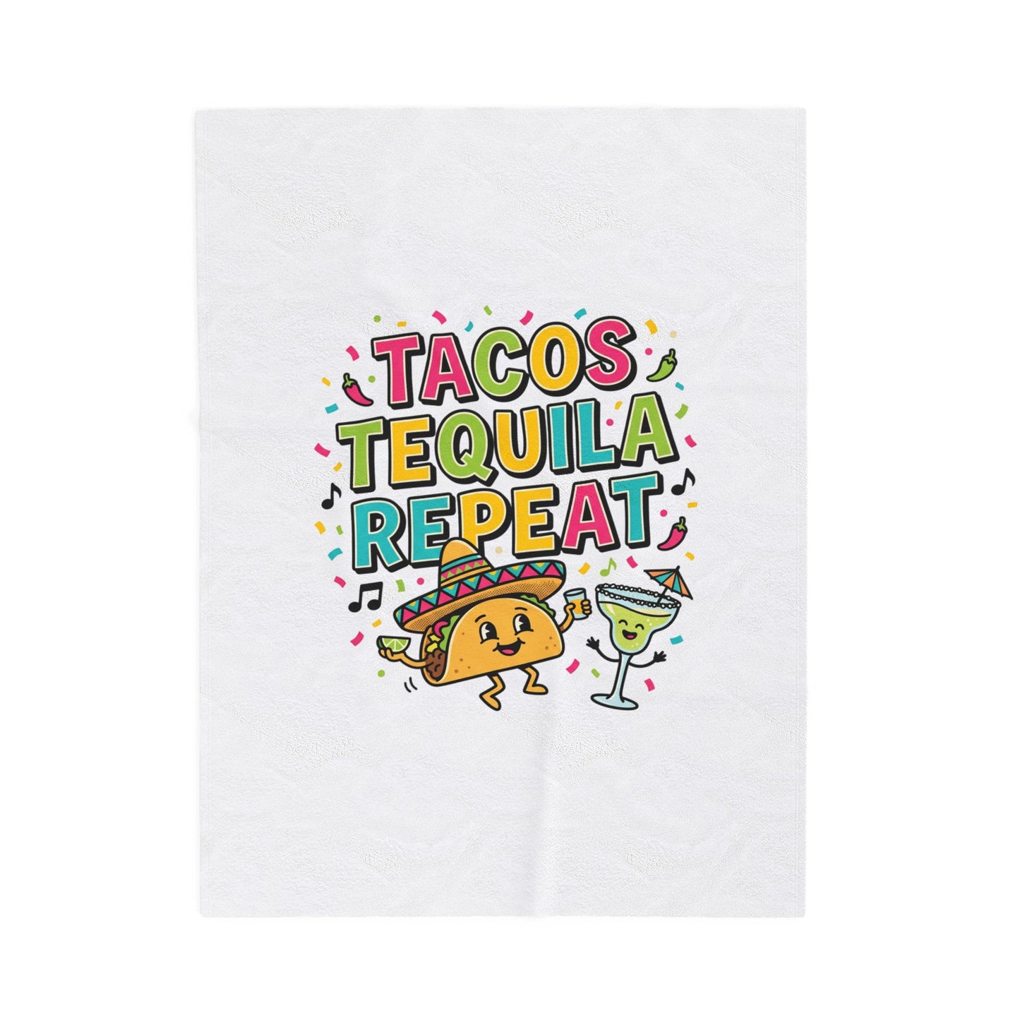 Tacos Tequila Repeat Velveteen Blanket | Cinco de Mayo fiesta humor