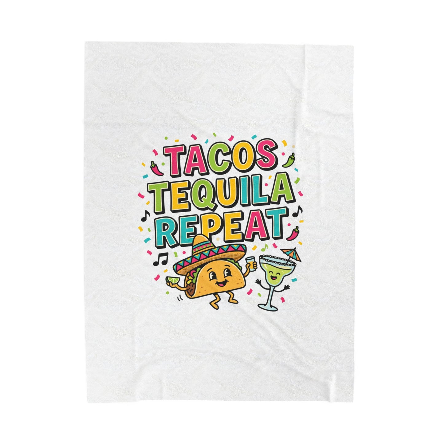 Tacos Tequila Repeat Velveteen Blanket | Cinco de Mayo fiesta humor