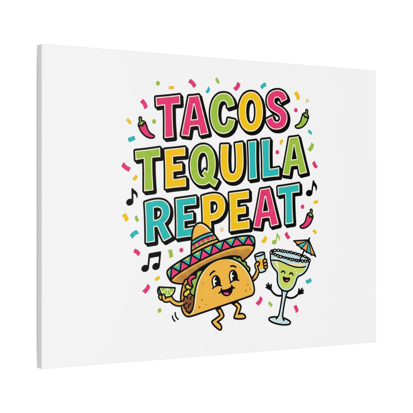 Tacos Tequila Repeat Canvas | Cinco de Mayo party wall art
