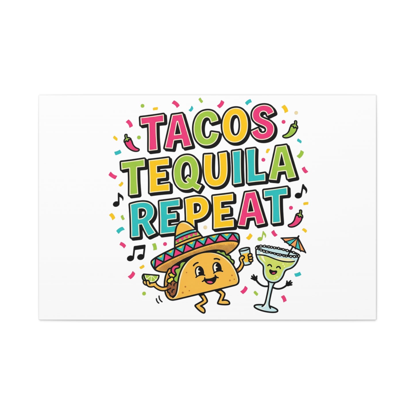 Tacos Tequila Repeat Canvas | Cinco de Mayo party wall art
