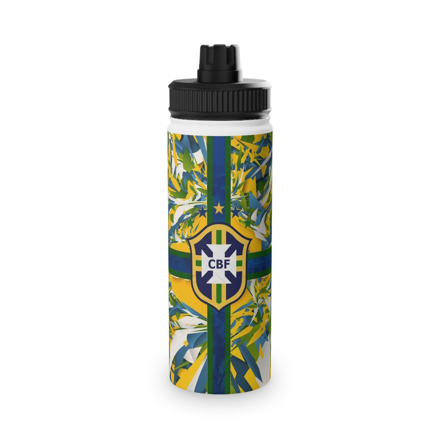 Brazil Flag Sports Water Bottle — CBF Crest Stainless Steel Bottle