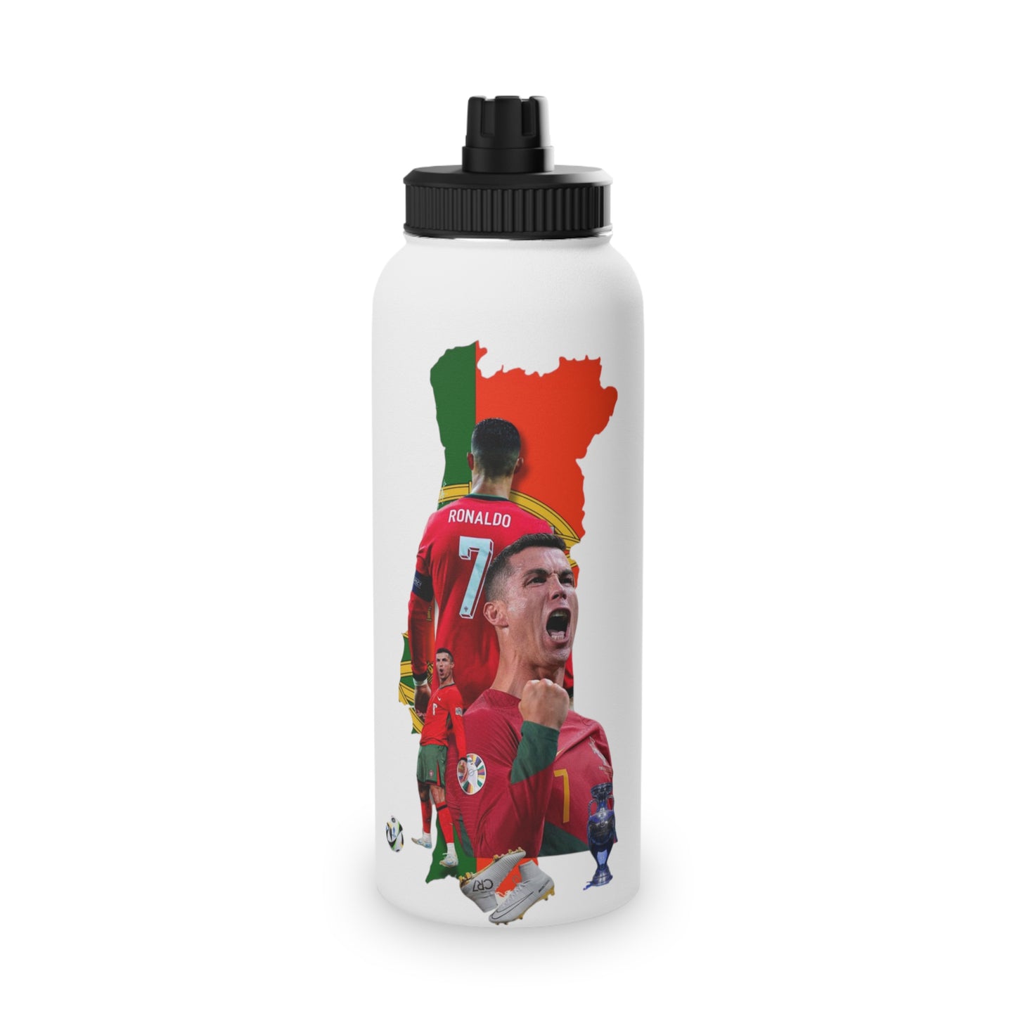 Portugal Soccer Stainless Steel Water Bottle — Cristiano Ronaldo Tribute Sports Bottle