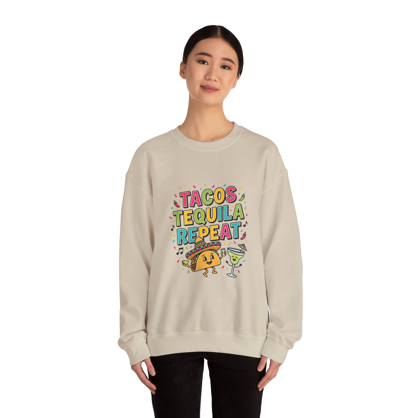 Tacos Tequila Repeat Sweatshirt | Cinco de Mayo, fiesta shirt