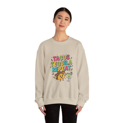Tacos Tequila Repeat Sweatshirt | Cinco de Mayo, fiesta shirt