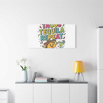 Tacos Tequila Repeat Canvas | Cinco de Mayo party wall art