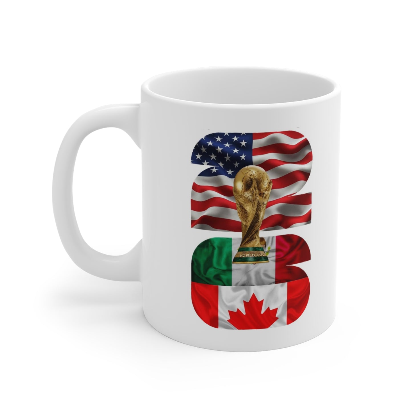 World Cup Trophy Flag Mug — USA Mexico Canada 11oz