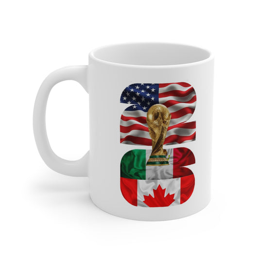 World Cup Trophy Flag Mug — USA Mexico Canada 11oz