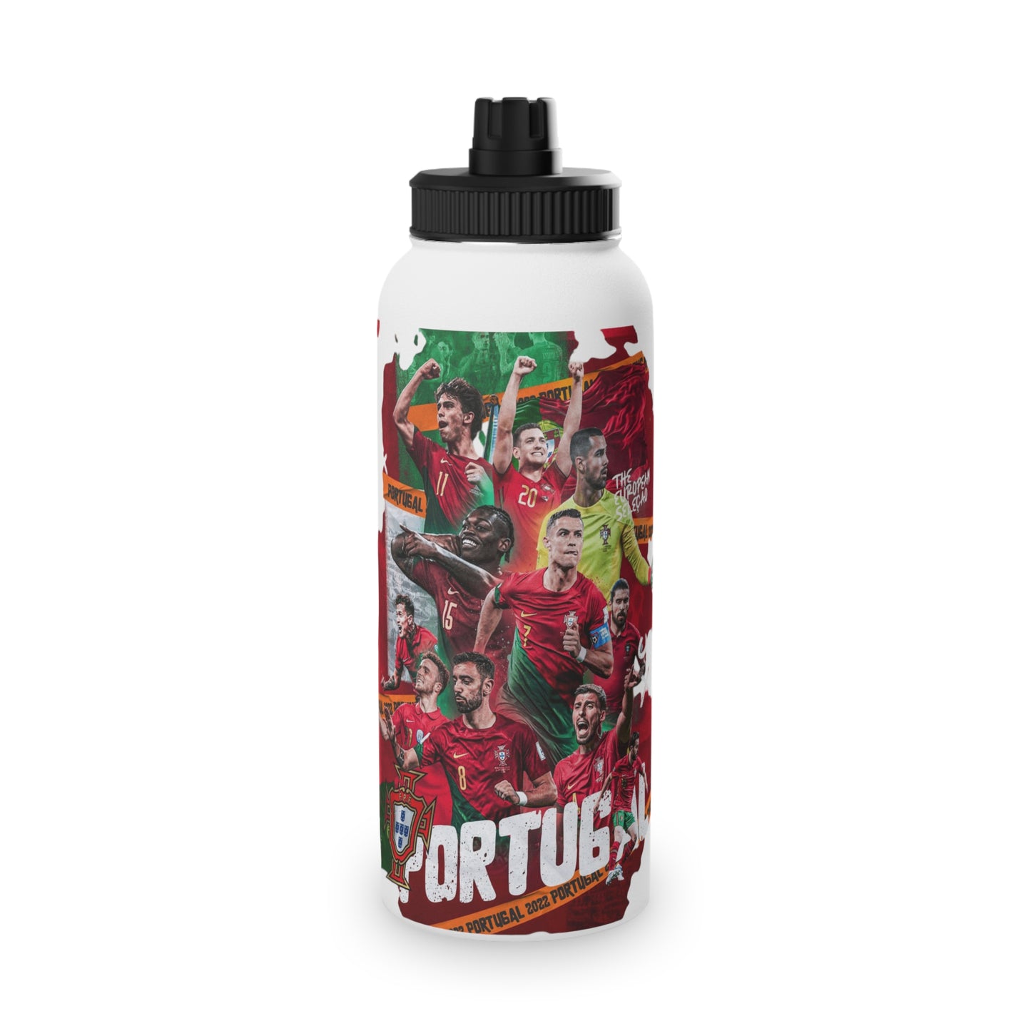 Portugal Soccer Team Stainless Steel Water Bottle — Sports Lid, Fan Travel Bottle