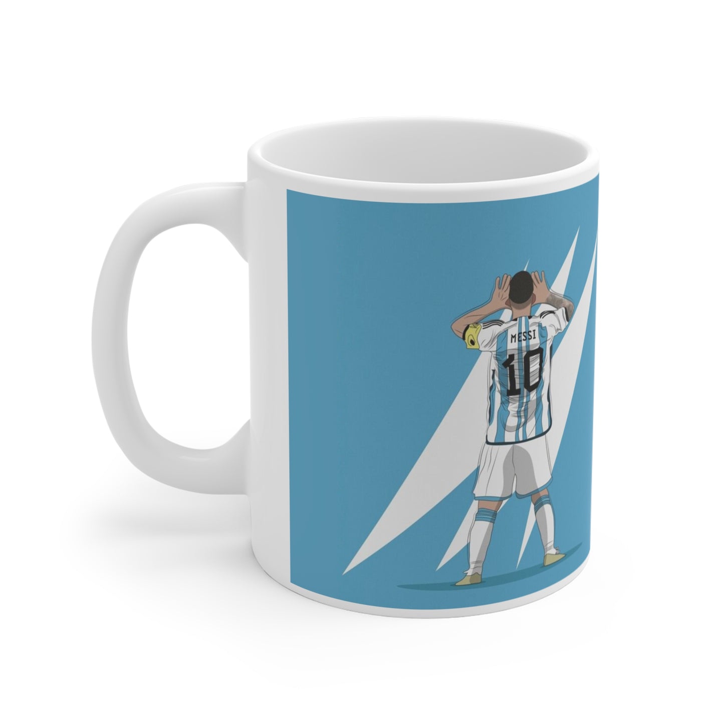 Soccer GOAT 11oz Mug — Light Blue Football Fan Gift (Messi #10 Style)