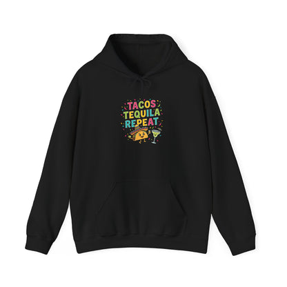 Tacos Tequila Repeat Hoodie | Cinco de Mayo taco shirt, margarita party sweatshirt