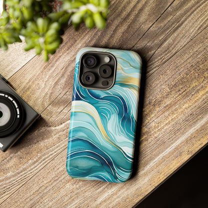 Tough Cases: Teal Ocean Wave Protective Phone Case